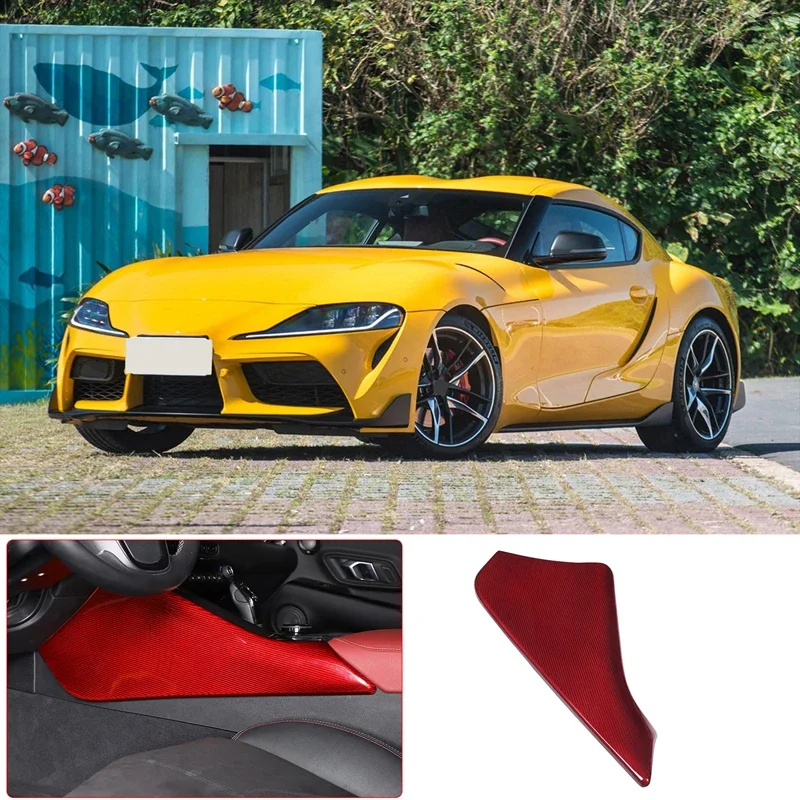 For Toyota GR Supra A90 2019-2022 100% Carbon Fiber Car Driver Knee Pad Panel Cover Decorative Sticker Car Interior Accessories