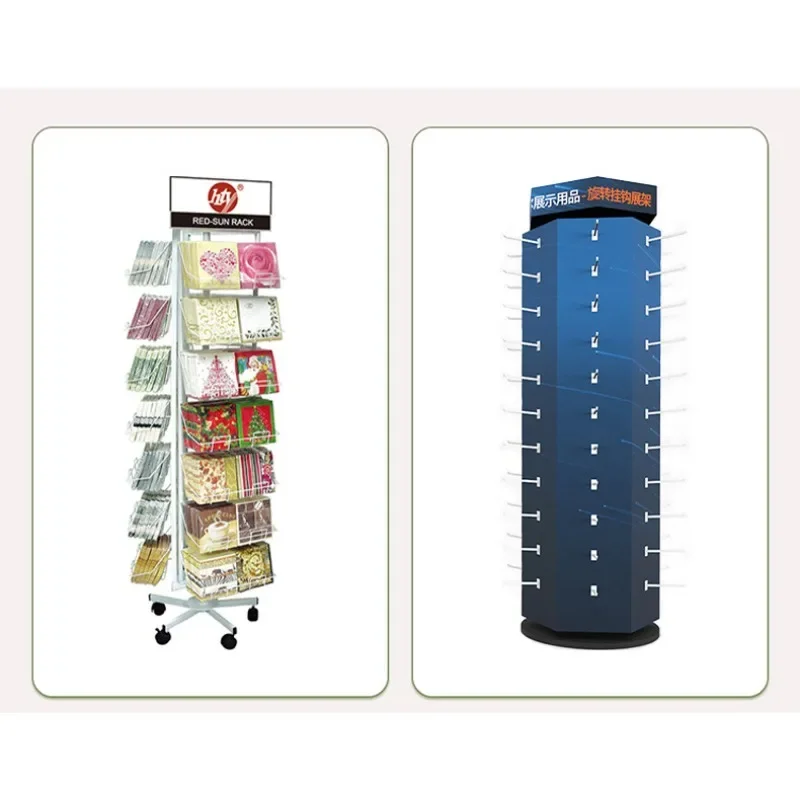Desktop small shelf, four-sided hook, rotatable glasses display stand, wrought iron metal display