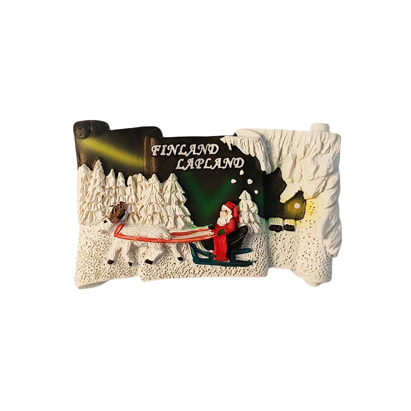 Finnish Lapland aurora scenery travel souvenir Santa Claus decoration magnetic sticker refrigerator magnet resin material