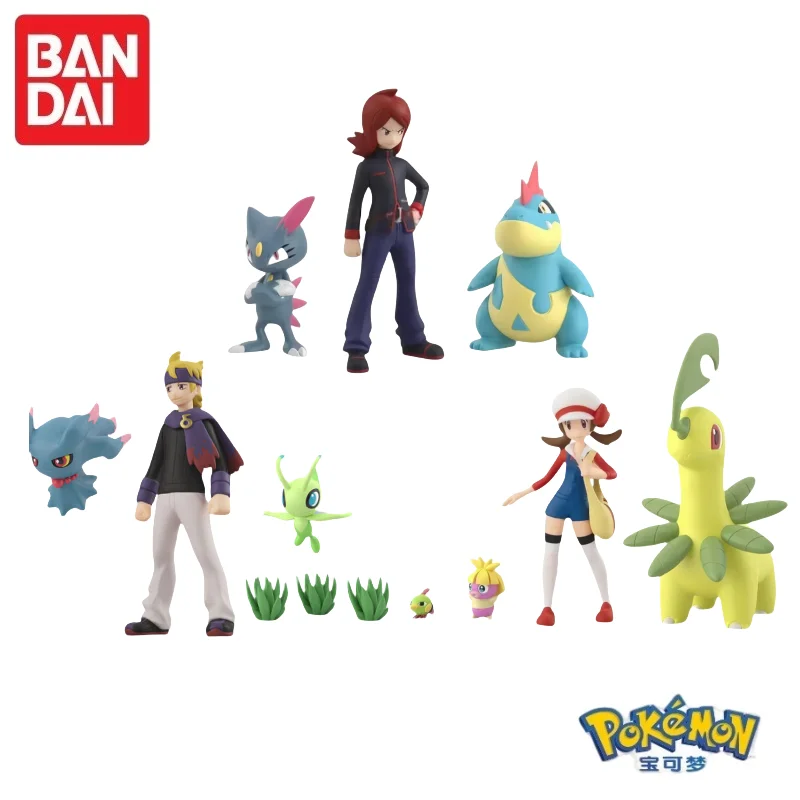 en-stock-original-bandai-pokemon-echelle-monde-pokemon-johto-region-kotone-bayleef-argent-croconaw-morty-celebi-figurines-d'anime-jouets