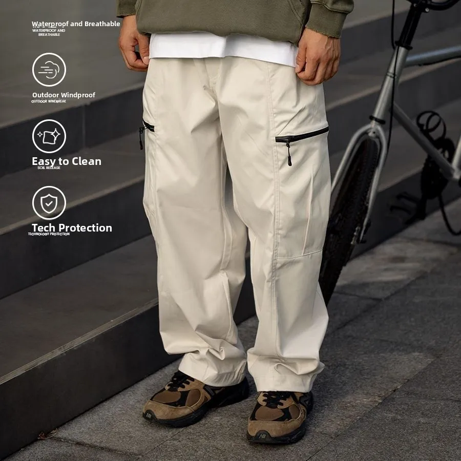 

Outdoor Casual Multi-ket Deconstructed Functional Long Pants Japanese Sle Pred Glue Loose Fit Straight Leg Cotton Youth
