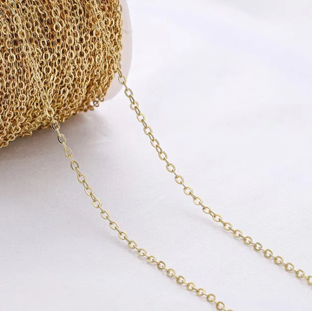 1 meter 14K Gold Wrapped Fine Chain Flattening Extension O-shaped  Ending  DIY Necklace Bracelet Material Accessories