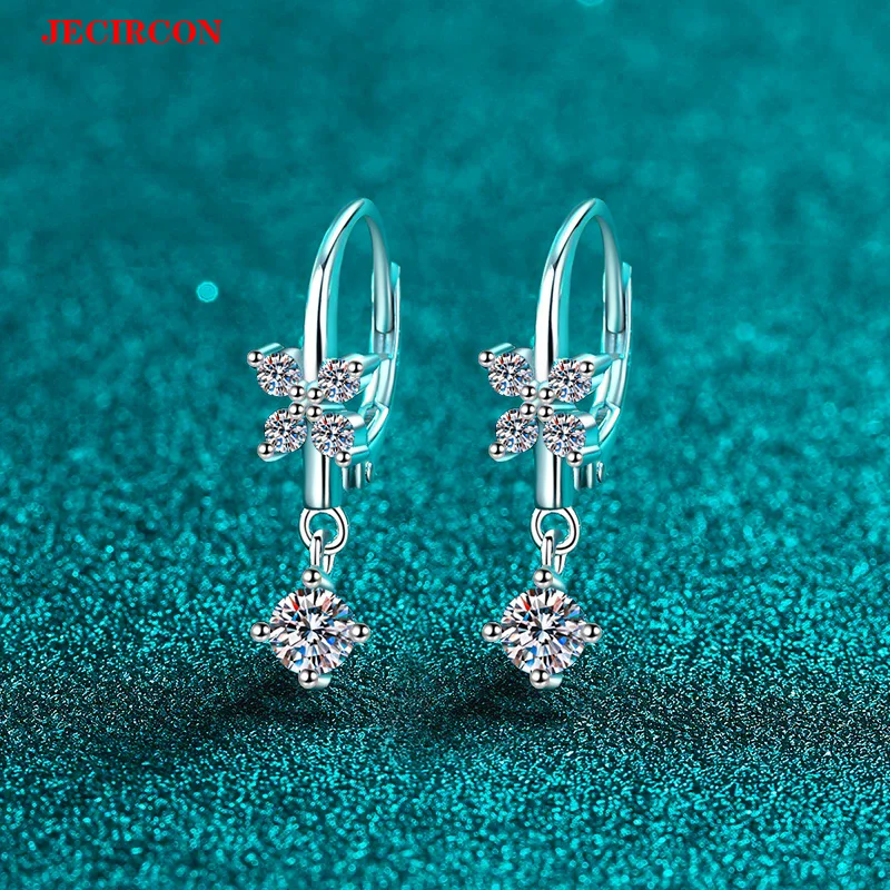 

JECIRCON Women's 925 Sterling Silver Moissanite Earrings, Sparkling Delicate Butterfly Tassel Drop Earrings for Party Daily Wear