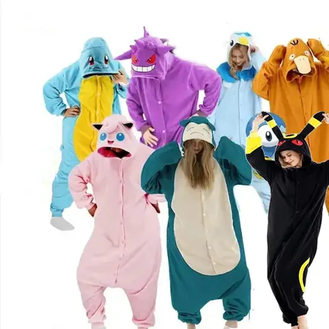 Snorlax Squirtle Jigglypuff Kigurumi Onesie Gengar Cosplay Costume Halloween Adult Anime Eevee Pajamas Pijama