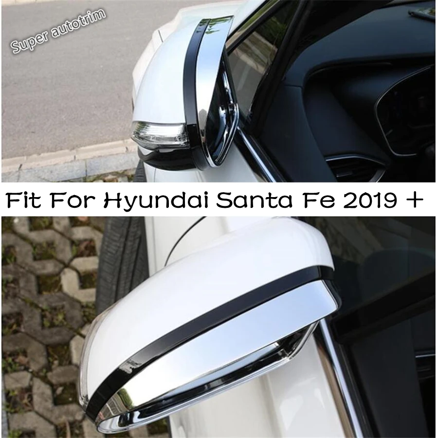 

Car Door Rearview Mirror Rain Frame Eyebrow Cover Trim ABS Chrome Accessories Exterior Fit For Hyundai Santa Fe 2019 - 2023