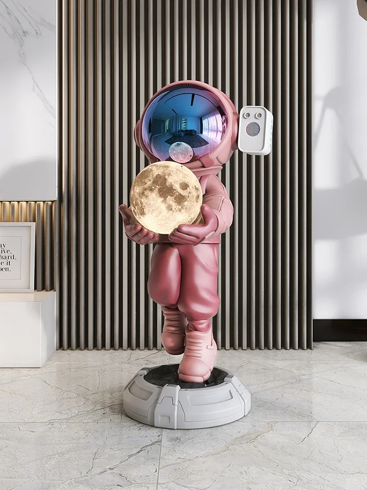 Home Decor Luminous Projection Astronaut Statue Floor Decor Living Room Large Sculpture Art Ornaments Figurine Office Sculptures