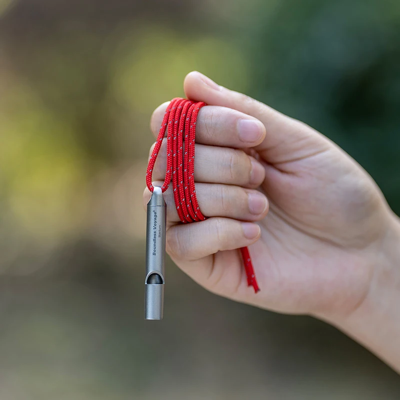 Boundless Voyage Loud Signal Titanium Emergency Survival Whistle with Lanyard for Outdoor Climbing Coaches Training And Sports