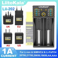 Liitokala Lii-202 AU EU US UK Plug NiMH Lithium-Battery Charger for 1.2V 3.7V 3.2V 18650 18350 18500 21700 26700 26650 AA AAA