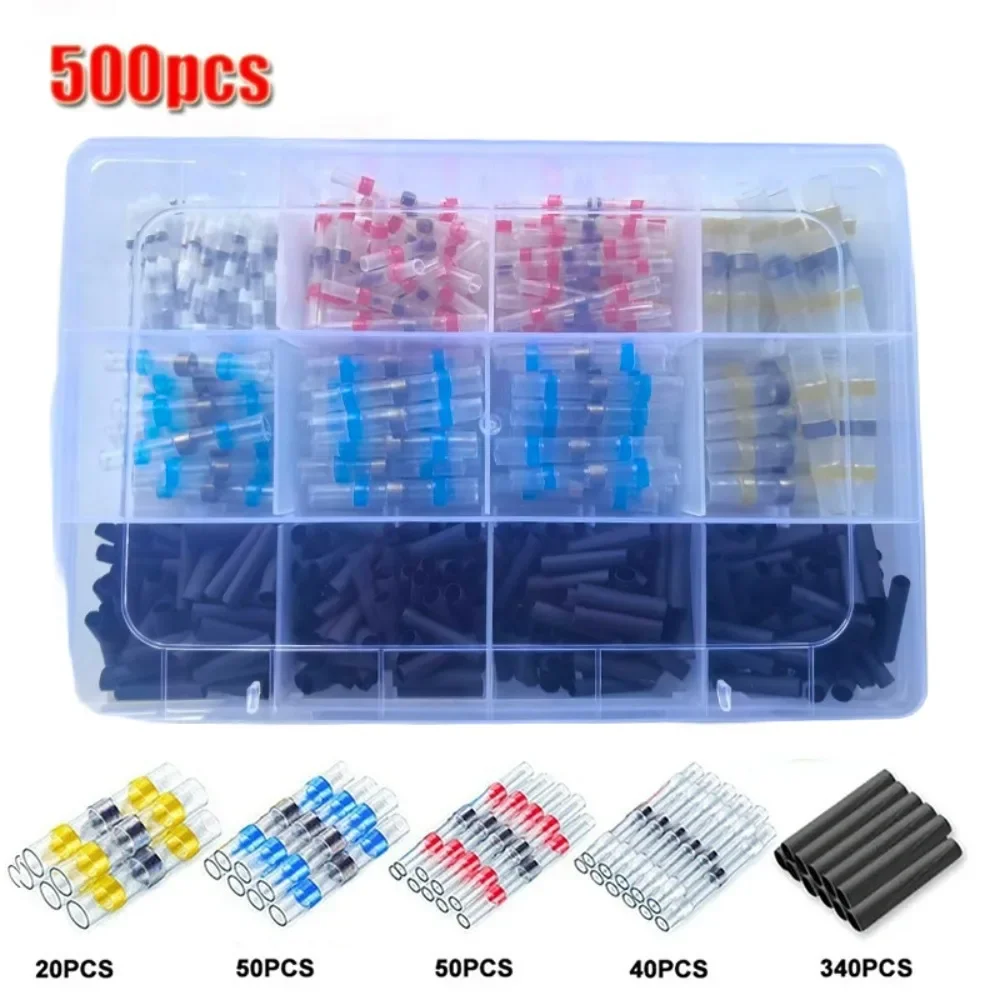 Thermal Shrinkage Electrical Terminals Heat Solder Wire Connectors Insulated Solderless Wiring Splice Connectors for Marine