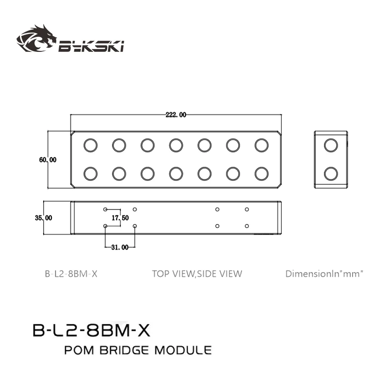

Bykski B-L2-8BM-X Multi Video Graphics Card Parallel Easy Build Block Head / 8 Cards Combined Connector / G1/4" Interface / POM