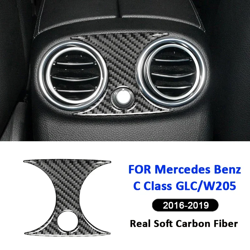 

Carbon Fiber Car Rear Air Outlet Vent Panel Trim Frame Decoration Sticker For Mercedes Benz 2016-2019 C Class GLC W205