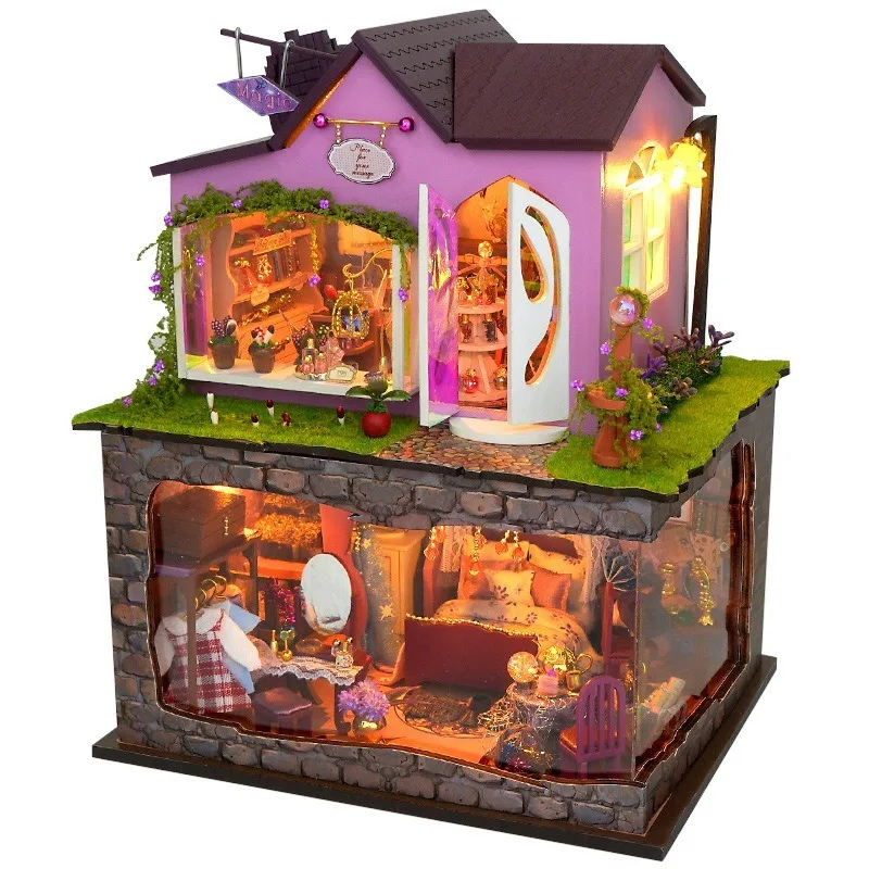 

TD51 Witch Youmengpu hand-assembled loft villa house model toy ornament gift