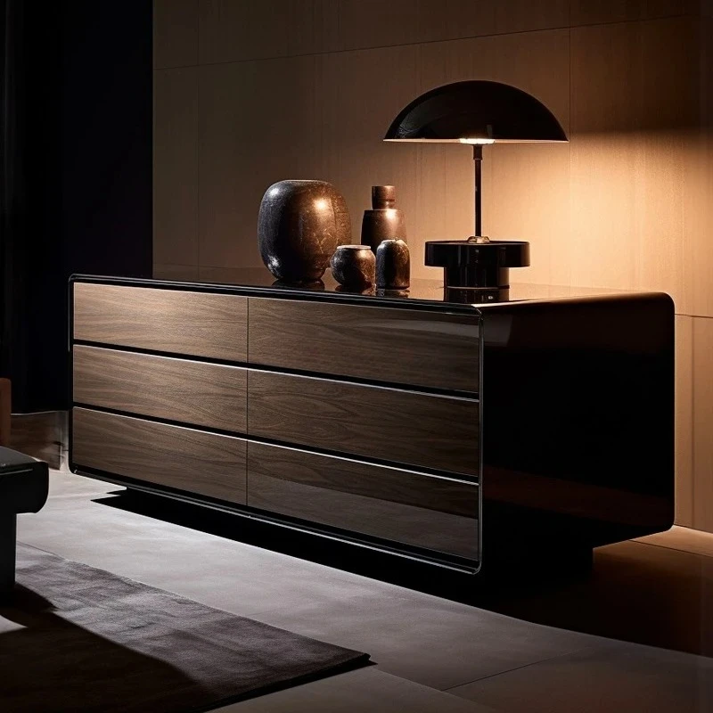 

Простой роскошный дверной шкаф Современная легкая роскошная спальня Шкаф для хранения ТВ из массива дерева