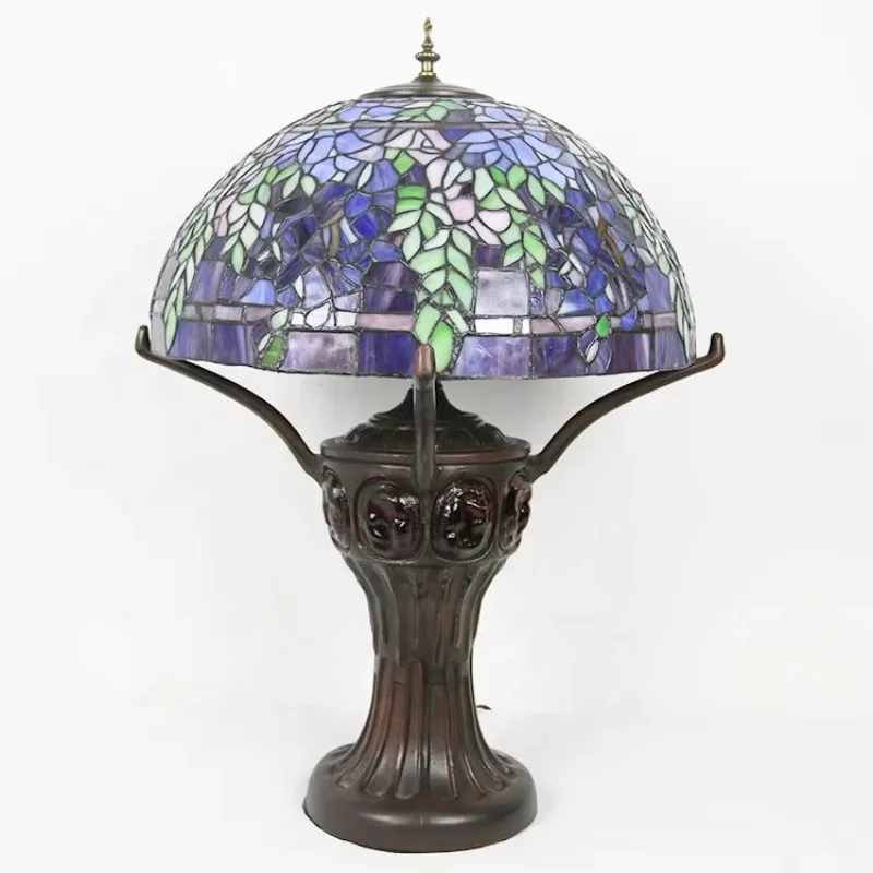 

19.6 "Wisteria Stained Glass Shade Desk Lamp Household Ambient Desk Lamp