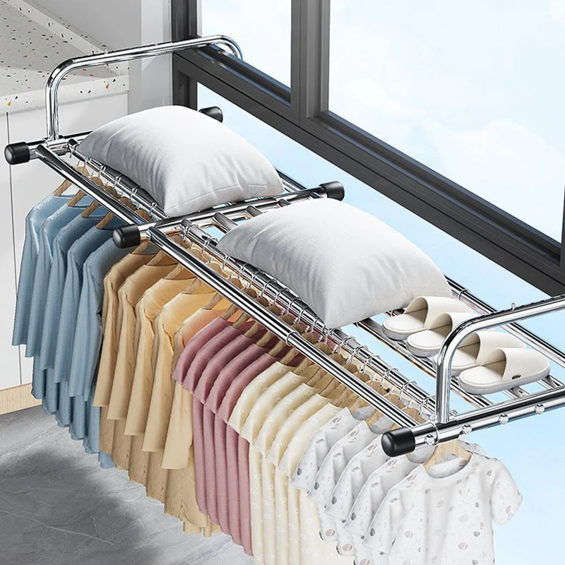 

AOBT Anti-Theft Balcony Shoe-Drying Rack Outdoor Railing Clothes Hanger Household Hook Rack for Drying Shoes