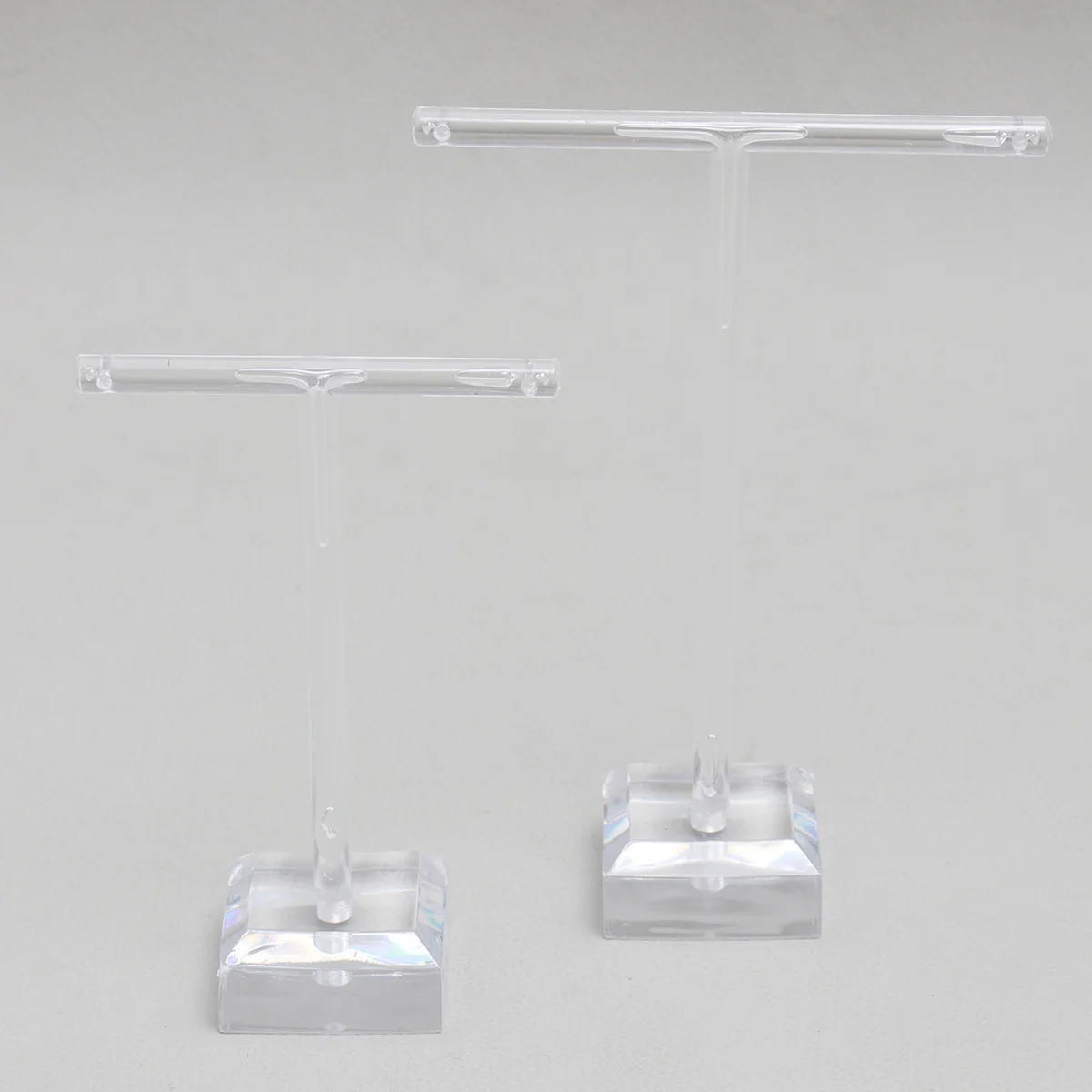 

2Pcs Acrylic T-Shape Earrings Display Stand Jewelry Organizer Holder Rack for Earrings Bracelet Keys Clear Jewelry Display Stand