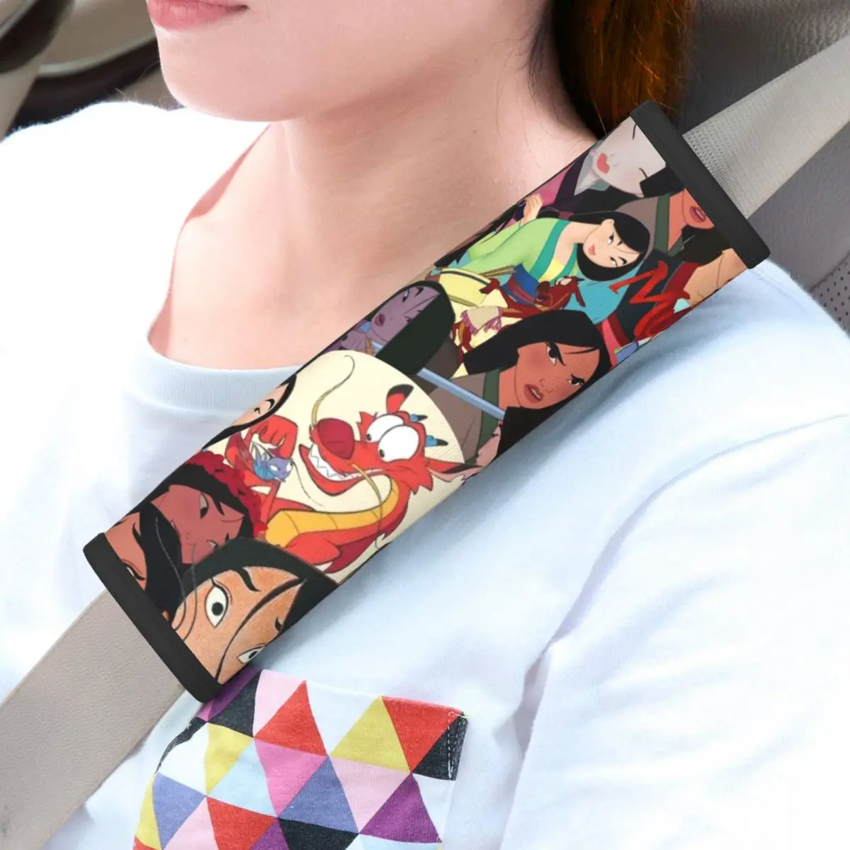 

Custom Mulan Princess Seat Belt Cover Pad 2 PCS Auto Seatbelt Shoulder Strap Cover