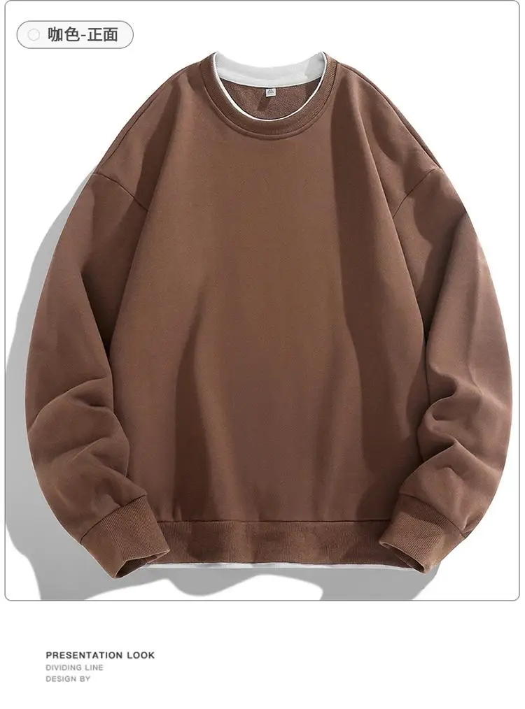 2026 Men O-Neck Basic Hoodies Male Casual Loose Harajuku Hoodles Sweatshirts Long Sleeve Tops Solid Color Streetwear Pullovers