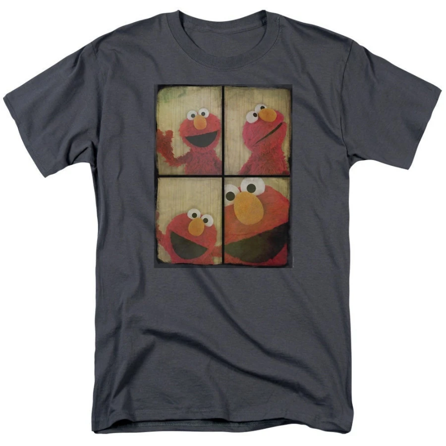 Sesame Street Elmo Photo Booth Adult Charcoal Shirts  New Women's Vintage Breathable Tee