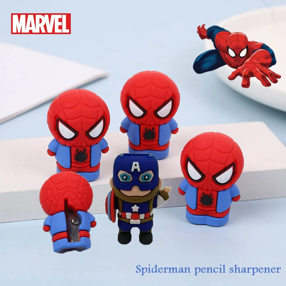 1/3 قطعة ألعاب أنيمي مارفل البلاستيكية لينة الكرتون الدمى براية أقلام بطل السوبر سبايدرمان مبراة الاطفال لوازم مكتبية مدرسية