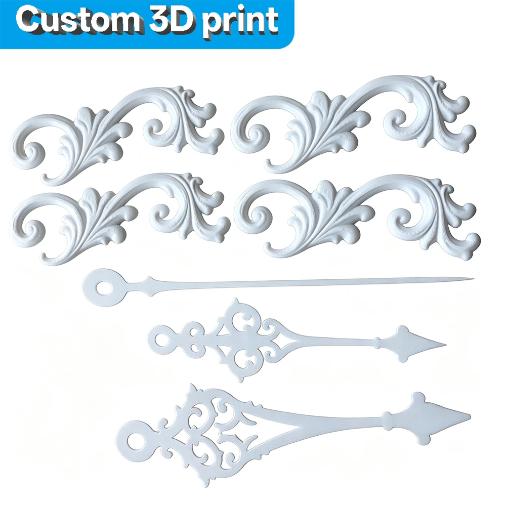 Custom SLA 3D Printing Resin Ornate Scroll Decor Molding & Vintage Clock Hands Rapid Prototype Art Decorative 3D Printed Parts