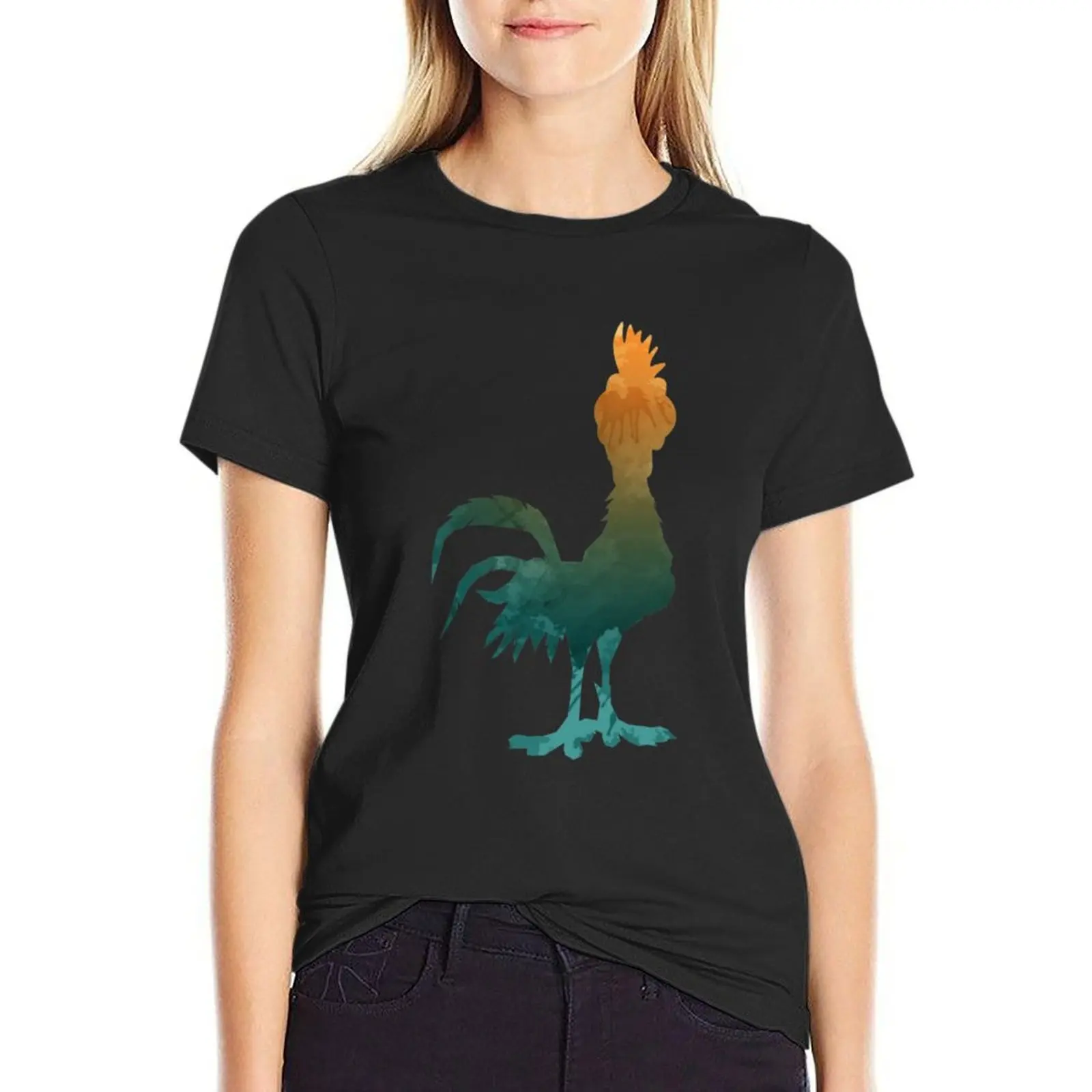 

Chicken Inspired Silhouette T-Shirt plus sizes Blouse Short sleeve tee quick drying t shirts for Womens