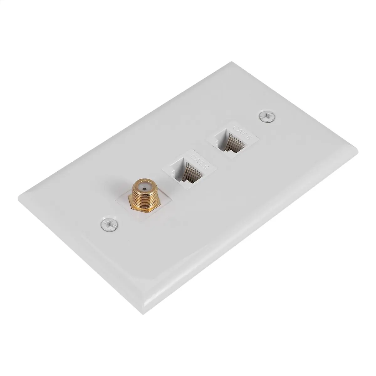ABGN Ethernet Coax Wall Plate,2 Port Cat6 RJ45 and 1 Port F Type Connector Coax Female to Female Wall Plate