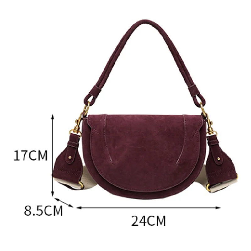 2026 New Saddle Bag Frosted Magnetic Buckle Flip Decoration Women Handbag Shoulder Crossbody Bag