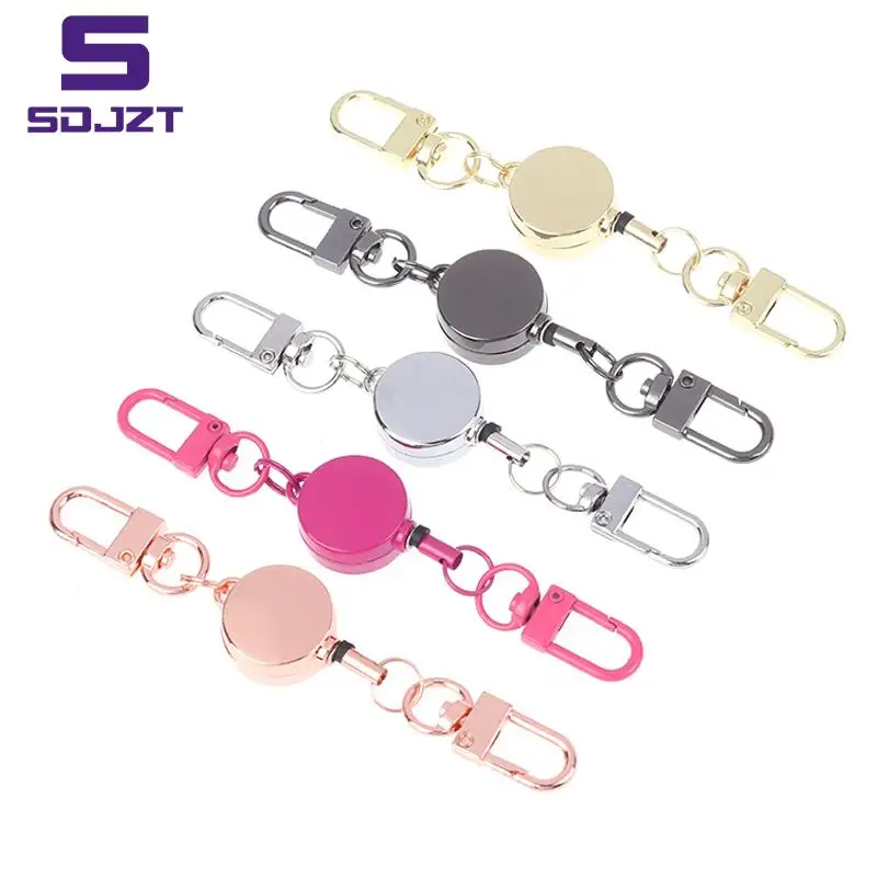21MM Anti-theft Metal Easy-to-pull Buckle Rope Retractable Key Holder Elastic Keychain Sporty Retractable Key Ring Nurse Parts