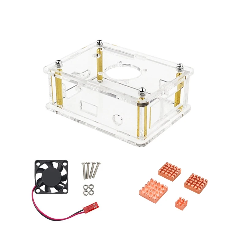 Funda protectora de acrílico Orange Pi 3 LTS con ventilador de refrigeración y disipador de calor para OPI 3 LTS