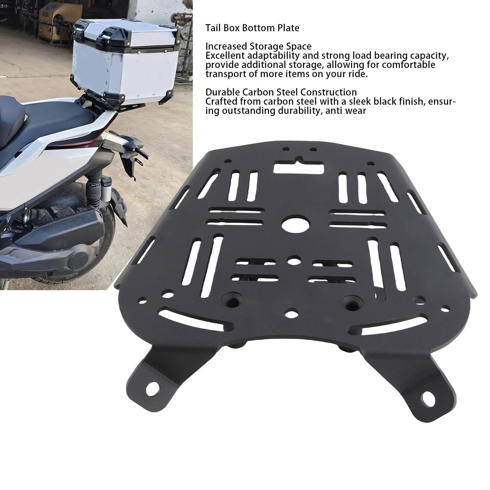 Top Box Base Plate Bracket Tail Box Bottom Plate Easy Installation Carbon Steel Replacement for ONTES 368G 501G for Motorbike