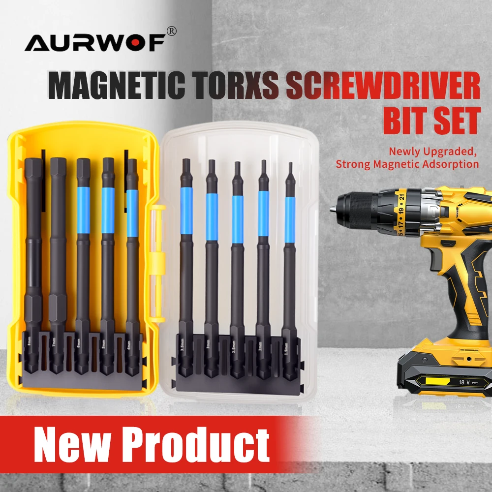 

10pcs Screwdriver Head Magnetic For Torx Screwdriver Bit Set Rust-Resistant Hexagonal Handle Electric Screwdriver Hand Tools