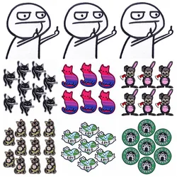 Prajna 10PCS Wholesale Cartoon Cat Embroidered Patches On Kids Clothes DIY Animals Applique Patches For Clothing Stickers Badges