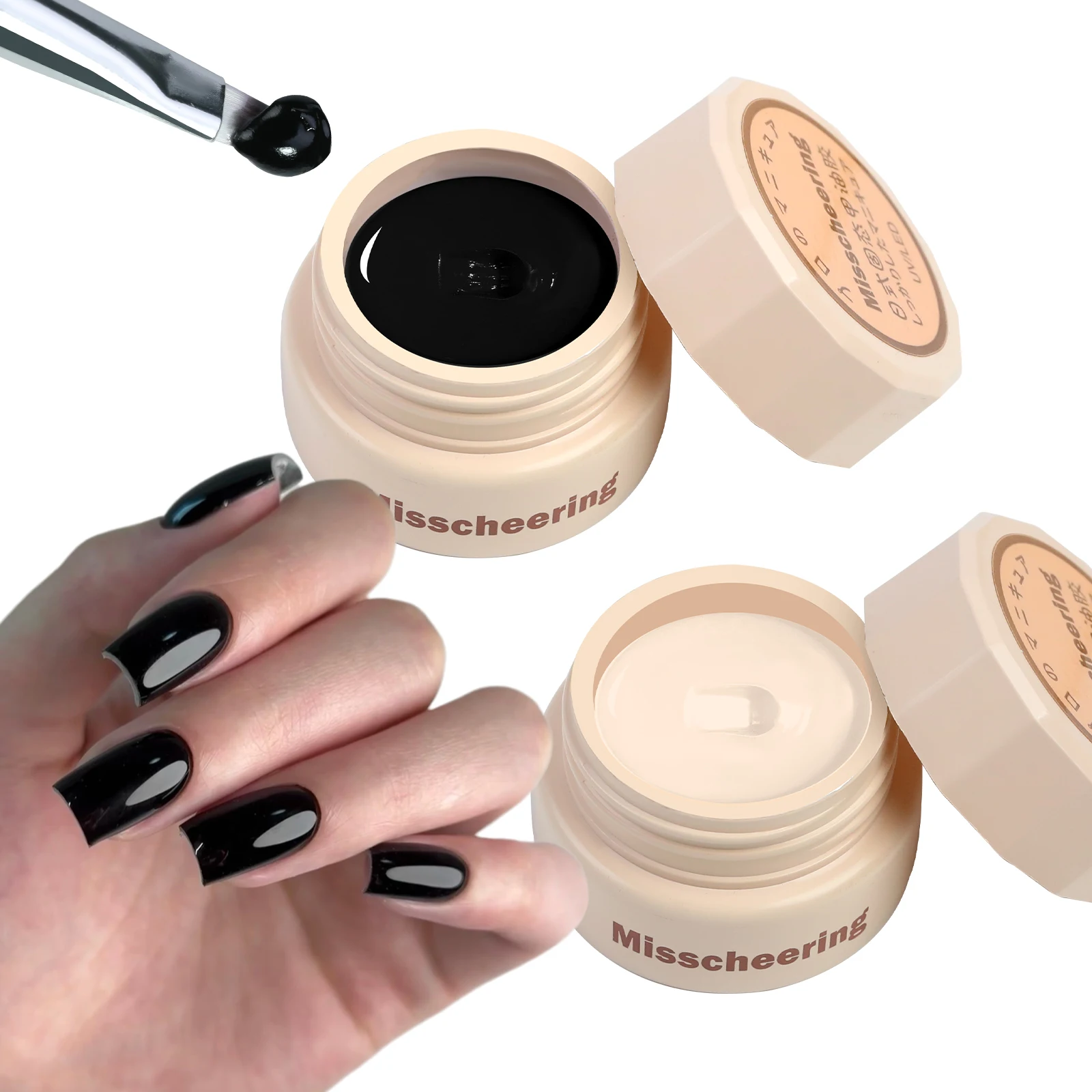 Juego de esmaltes de uñas de Gel sólido, 2 uds., blanco y negro, pintura de colores clásicos, esmalte de uñas en Gel para decoración de uñas con bolígrafo para uñas, salón DIY