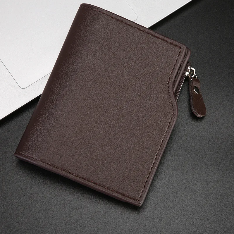 

Мужской кошелек среднего размера, новая модель, мужской кошелек-трифолд с несколькими отделениями, мужской кошелек на молнии с 7 слотами для монет, Zero Wallet