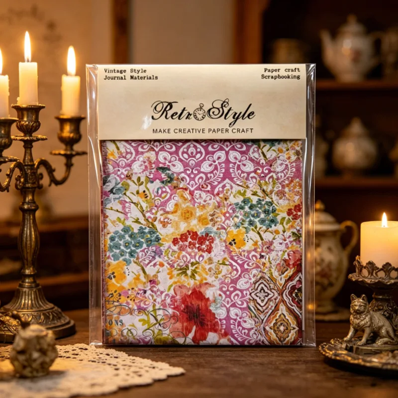 Vintage Antique Floral Script Print 6X6 Paper Pad Scrapbooking Cardstock Journal Background DIY Craft Embellishment