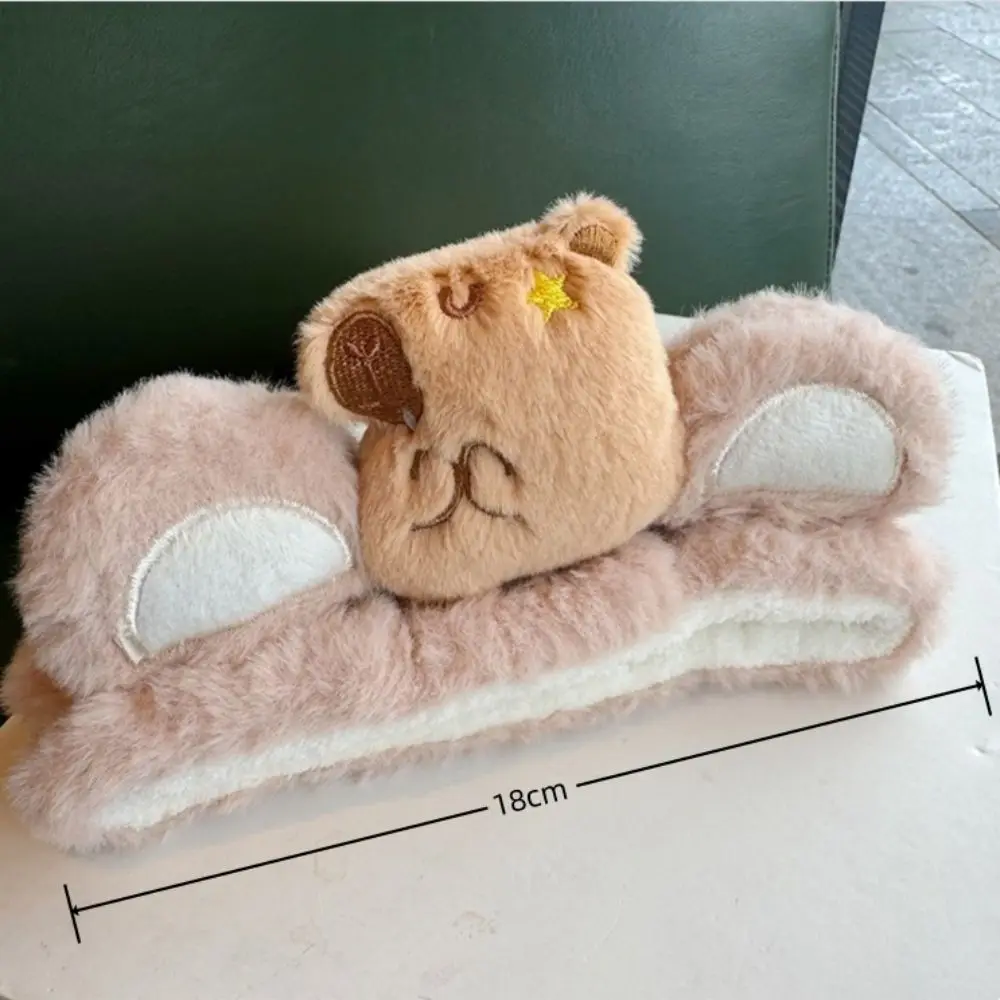 Cartoon Capybara Face Wash Headband with Cute Three-dimensional Small Ears Girl Hair Accessories Hair Hoop Plush Hair Bands