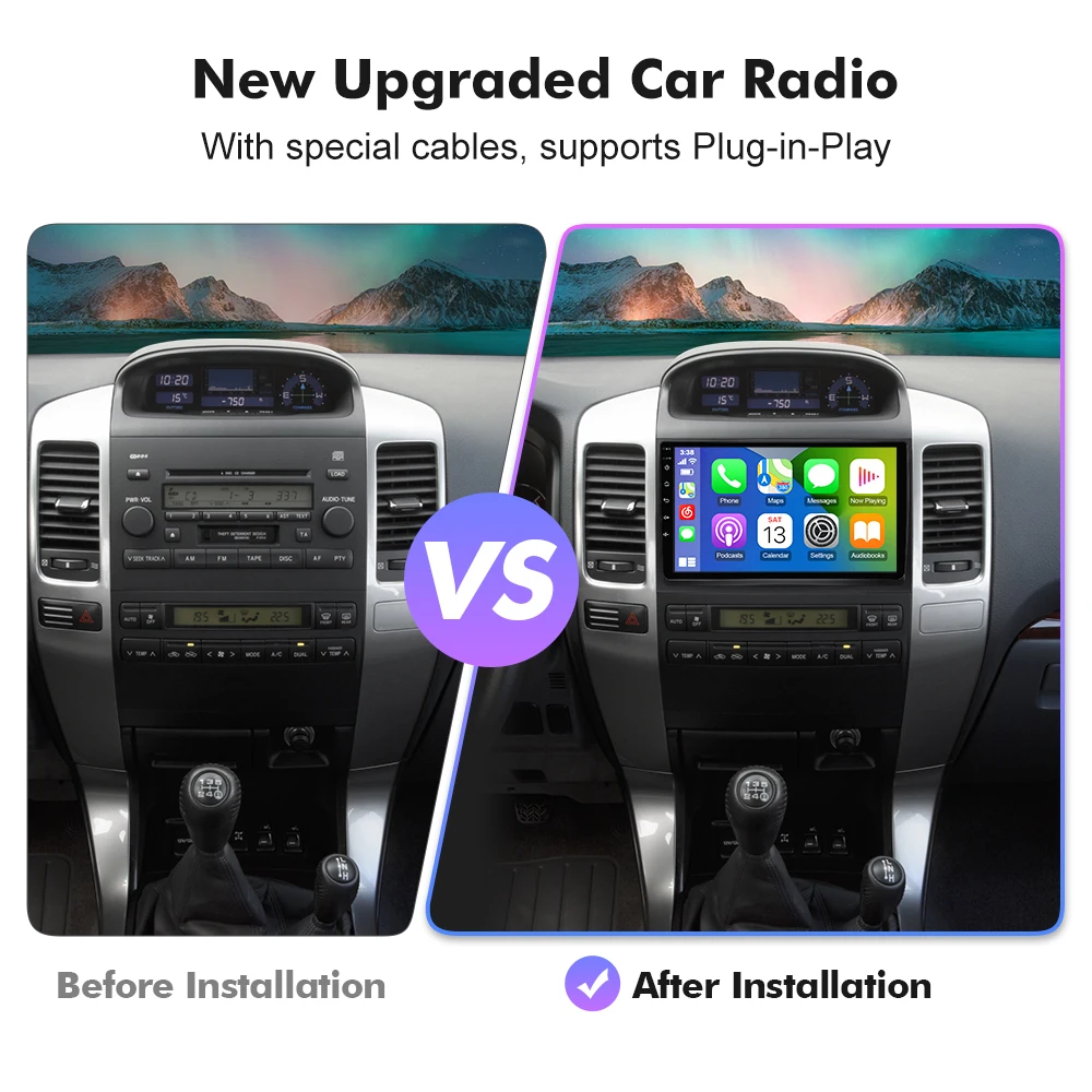 2026 NEW! ISUDAR Snapdragon Android 14 Car Radio for Toyota LAND CRUISER Prado 120 2004-2009 Carplay Auto Stereo camera 2 din 9