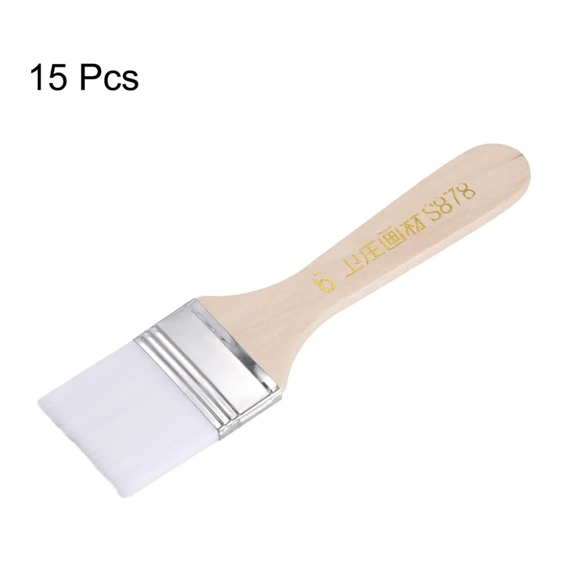 KEKA 15 個ペイントブラシペイントブラシナイロンフラット壁ペイントブラシ柔らかい毛木製ハンドル付き絵画 DIY