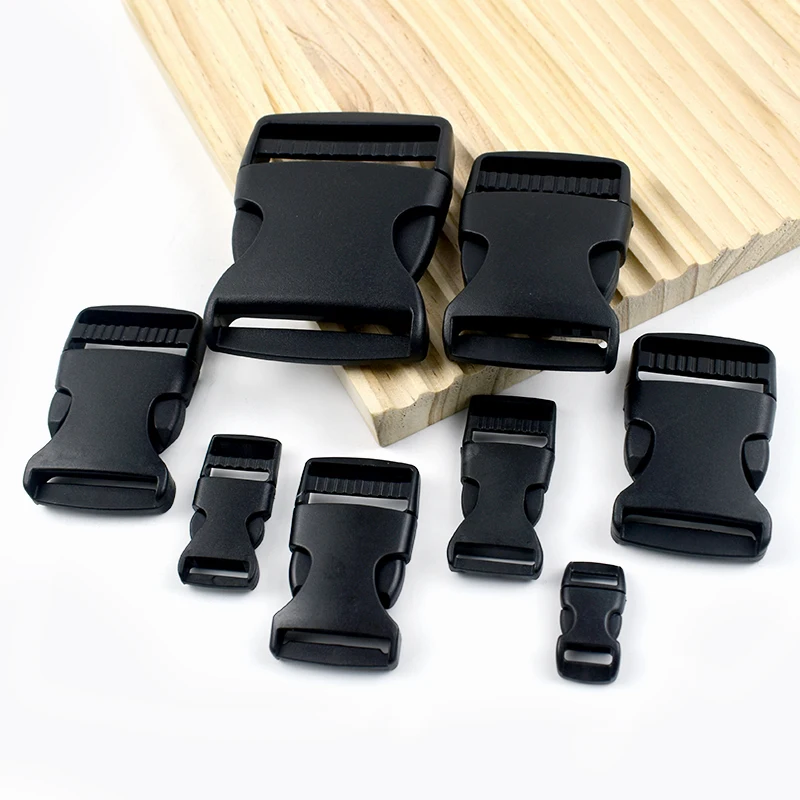 10-50mm Black Release Buckle 10-50Pcs Plastic Adjustable Belt Buckles for Backpack Straps Luggage Webbing Closure Insert Clasp