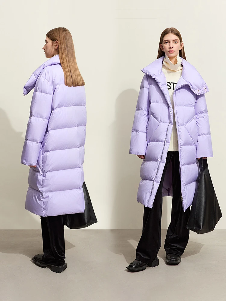 Amii-casaco longo para as mulheres, casaco grosso e quente com pescoço alto, pão longo, streetwear, inverno, novo, 2023, 12344096