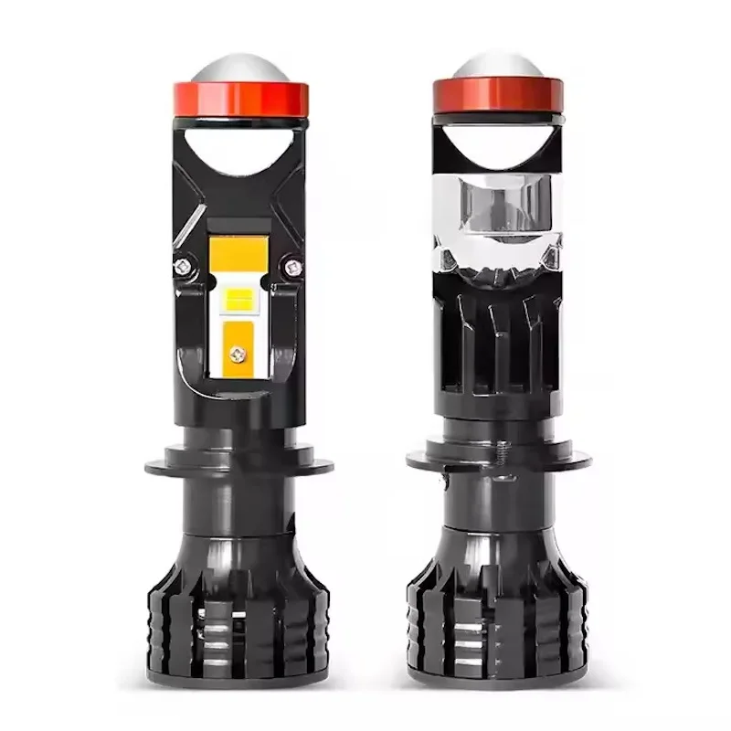 h4-h7-9005-ユニバーサルミニフィッシュアイledヘッドライトバルブ、バイク＆車用-ハイ-ロービーム付きコンパクトレンズ