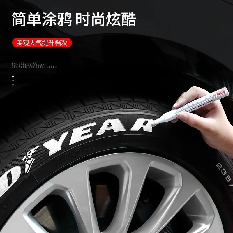 2pcs Automobile Tire Letter Marker Pen Graffiti Description Tire Decoration Beauty Modification Color Paint Pen White