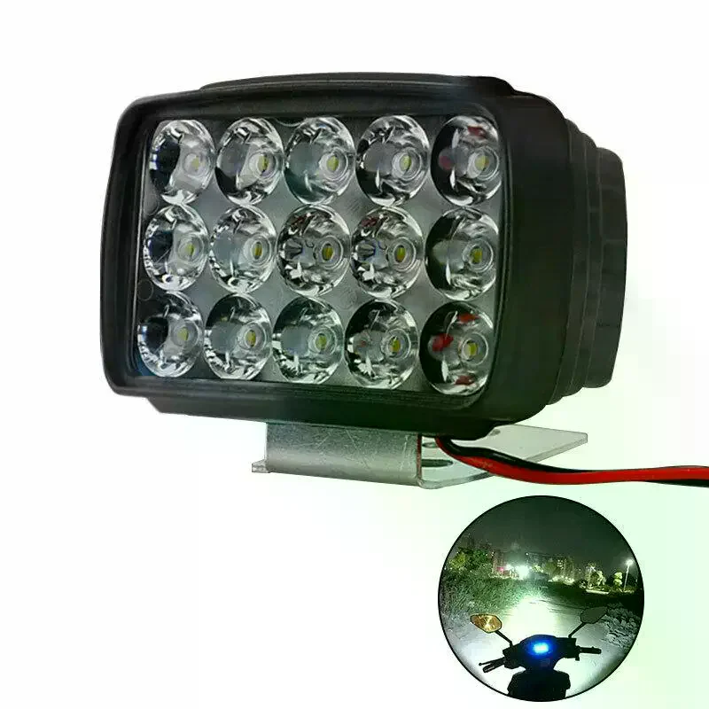 15 LED 12V-80V Motorcycle Headlight Super Bright Front Worklight Fog Lamp 1PC