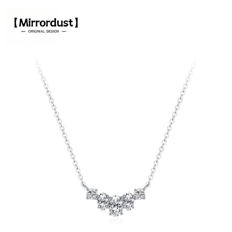 

【Mirrordust】S925 Серебряное ультра блестящее геометрическое ожерелье с цирконом для женщин, роскошный памятный подарок, минималистичная цепочка на ключицу