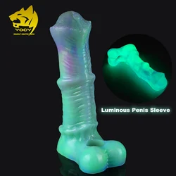 YOCY Monster Horse Penis Sleeve Soft Silicone Cock  Sheath Glowing In the Dark Sex Toy For Couples G- Spot Thick Ring Massager