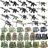 MOC Military Weapons Building Blocks Special Forces Group US Soldiers Laser Rifle M16 Helmet Backpack Vest SWAT Shield Brick Toy