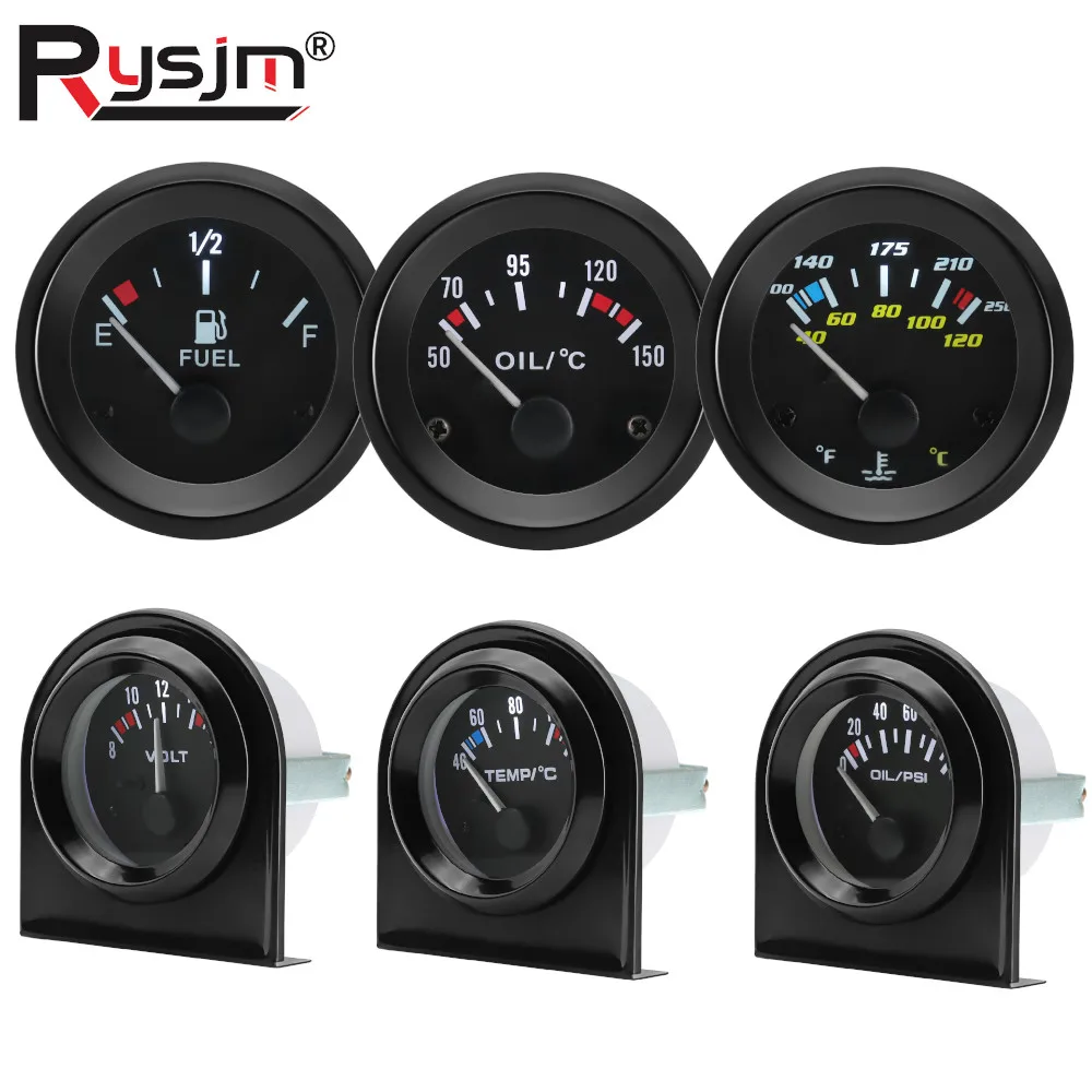 Neue 52mm Auto-LKW-Anzeigen für Wassertemperatur/Öltemperatur/Öldruck PSI/Öldruck KG/Voltmeter/Kraftstoffstandsanzeige 240~33 Ohm
