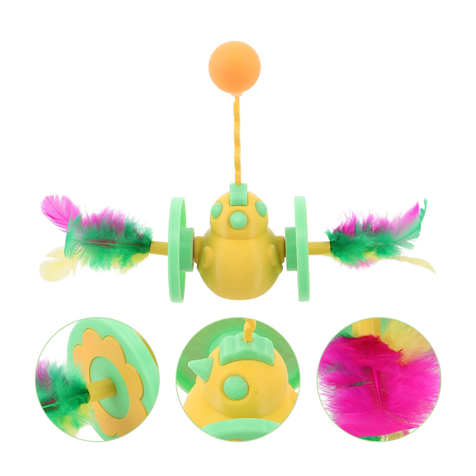 

Interactive Cat Teaser Wand with Wobbling Tumbler Ball Promotes Mental Enrichment Physical Activity for Bored Indoor Kittens