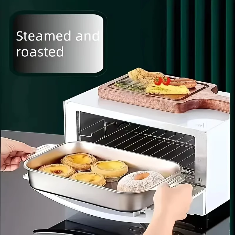 Stainless Steel Deep Baking Pan with Lids Multifunction Rectangular Oven-Safe Baing Pans for Kitchen Seafood Grilled Fish Pans